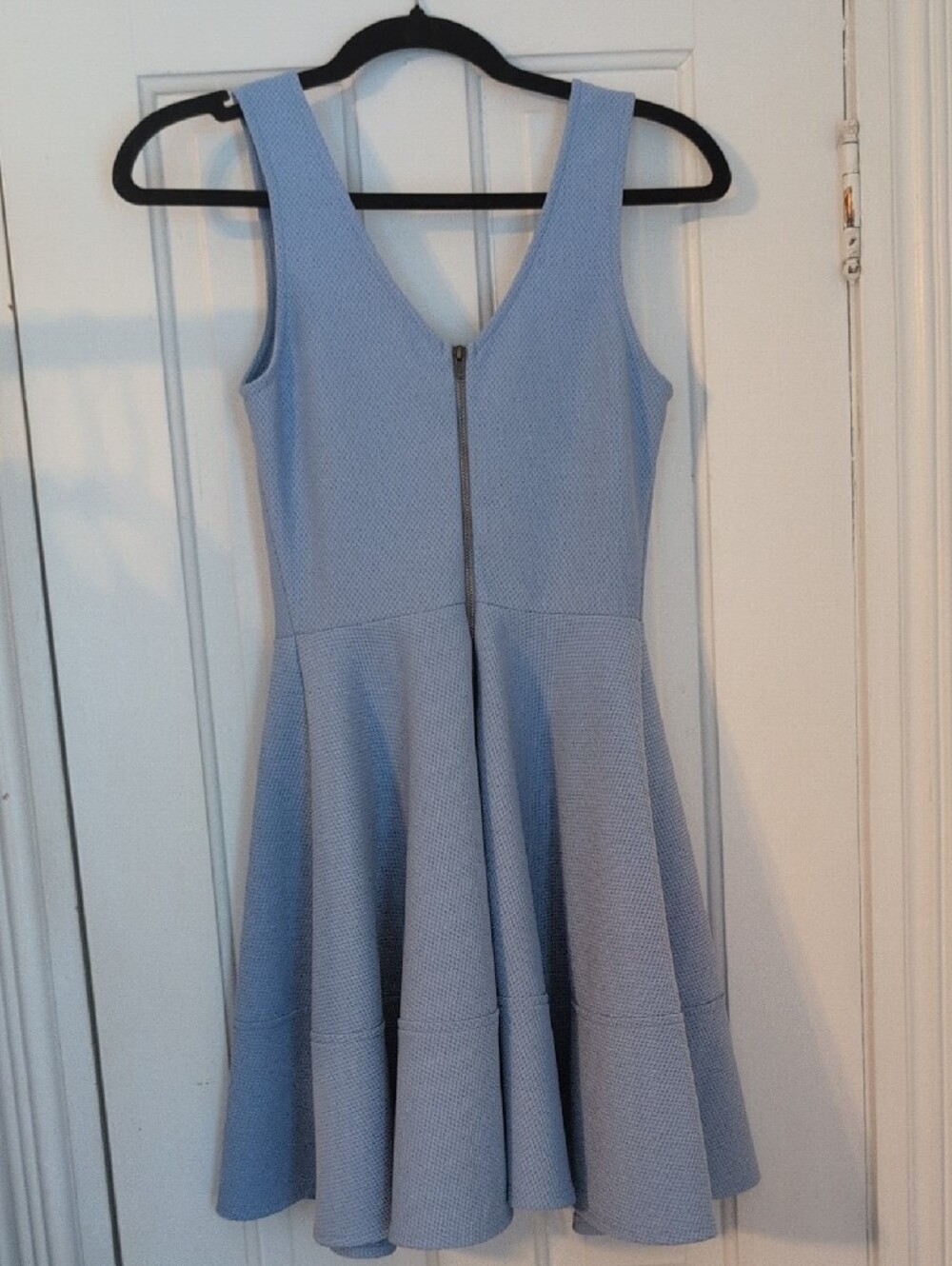 Lulu's Pale Blue Textured Skater Dress - Picture 3 of 4